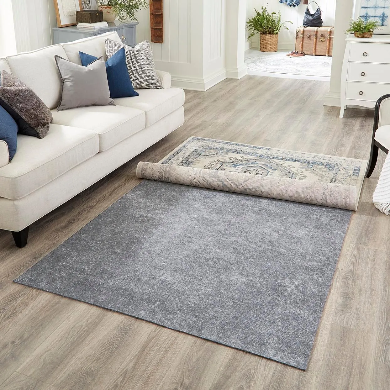 5' 11 x 8' 10 Everyday Performance Rectangle Area Rug Pad Floor Protection Pad for Under Rugs & Carpet Non-Slip Backing Soft Cushioned Mat